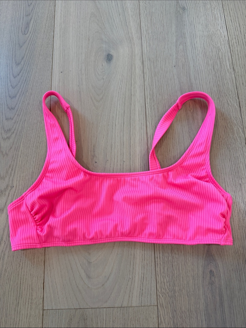 Wild Fable Neon Pink Ribbed Bikini Top Size Large / 10-12